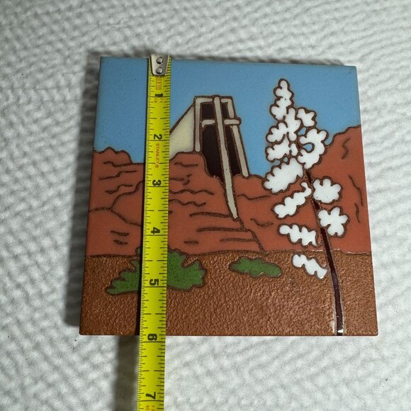 Whipple & Sibley Hand Painted Art Tile Trivet Wall Hanging Desert Scene 6x6" - Picture 5 of 7